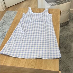 Old Navy Light Blue and White Checkered Mini Dress